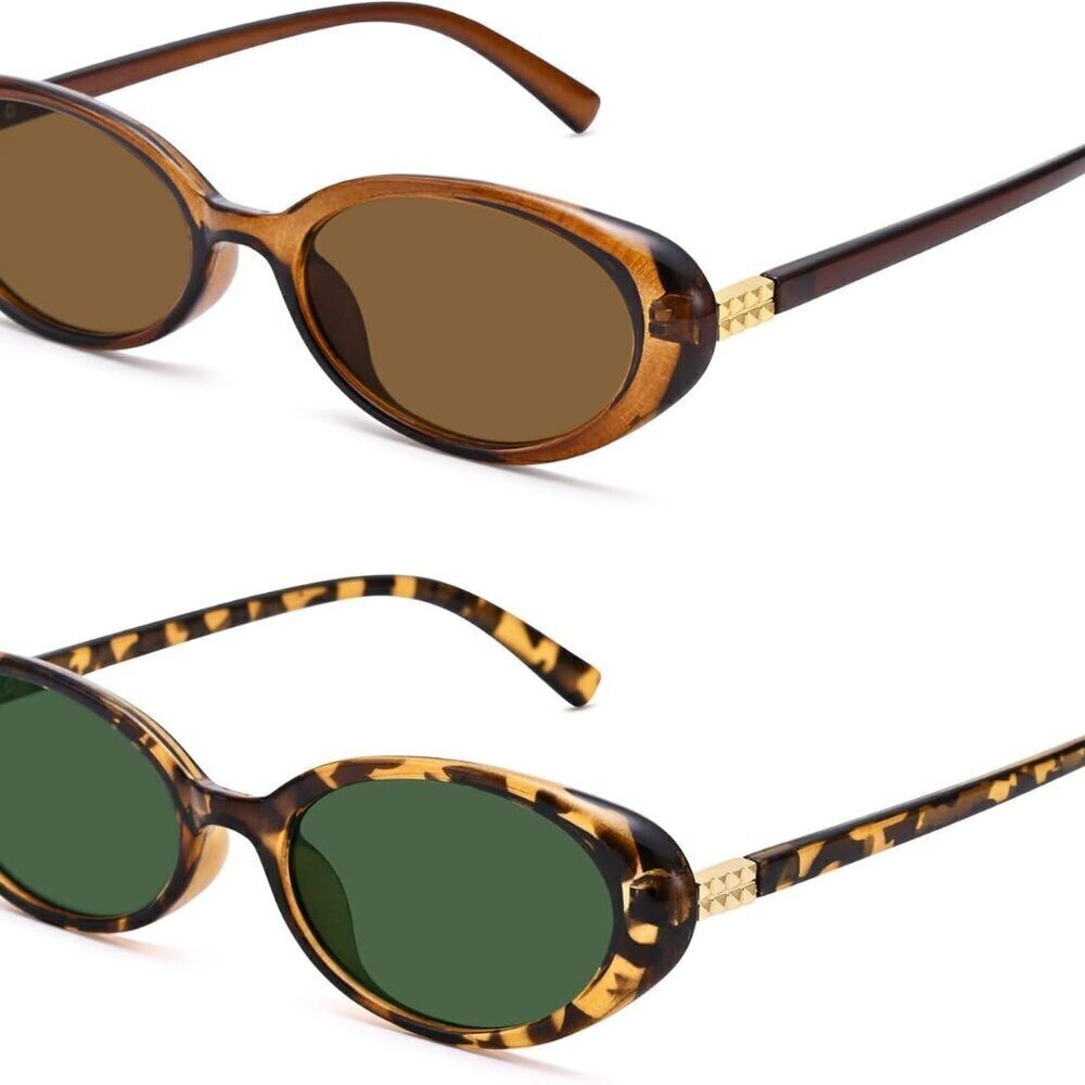 Retro Oval Sunglasses Women Y2K Vintage Cateye Small Frame Shades